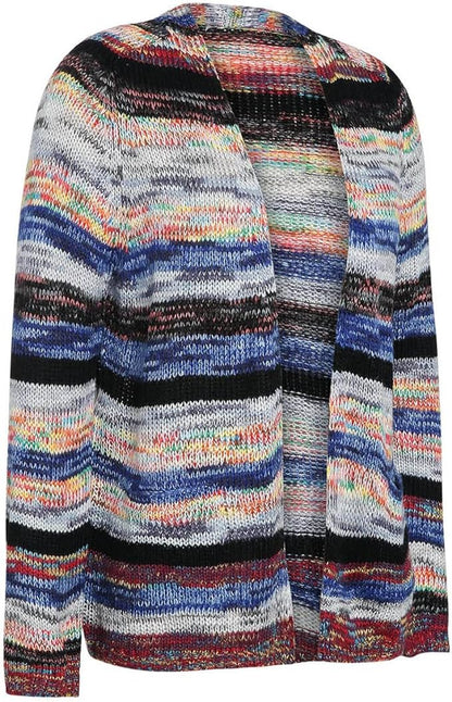 Odalys | Women's Striped Knit Open Front Cardigan