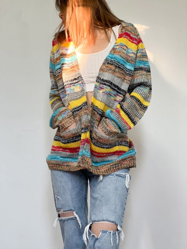 Odalys | Women's Striped Knit Open Front Cardigan
