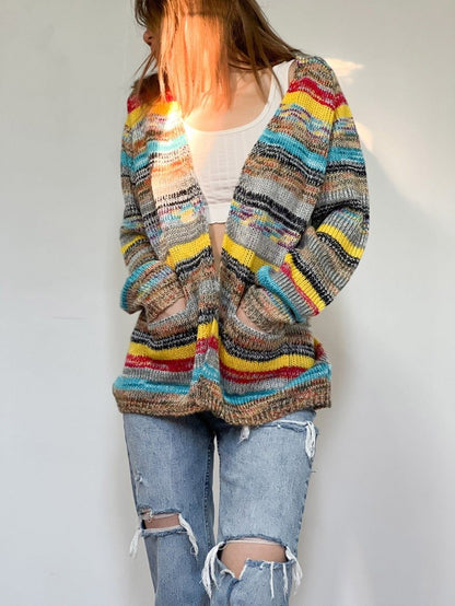Odalys | Women's Striped Knit Open Front Cardigan