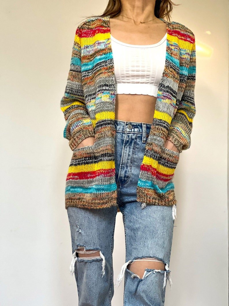 Odalys | Women's Striped Knit Open Front Cardigan