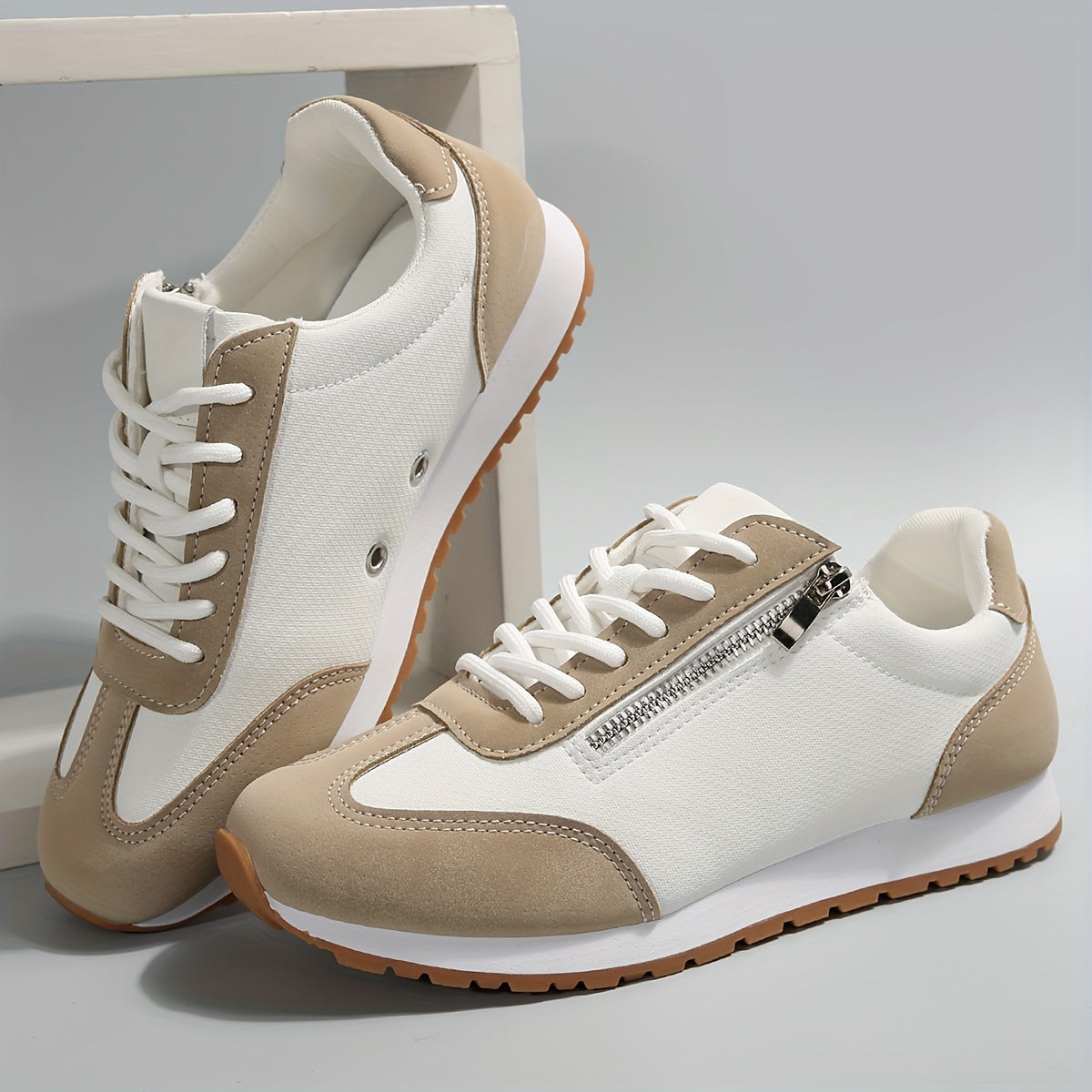 Elina | Women's Lace-Up Colour Block Low Top Trainer