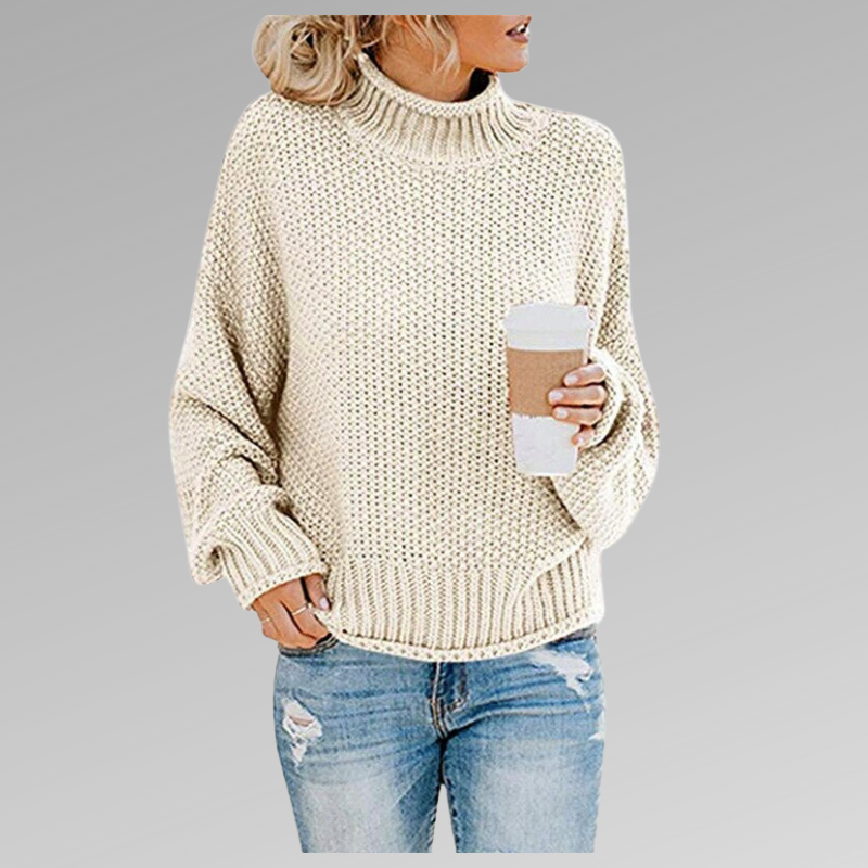 Marlowick | Women's Turtleneck Chunky Knit Oversized Long Sleeve Sweater