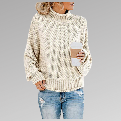 Marlowick | Women's Turtleneck Chunky Knit Oversized Long Sleeve Sweater