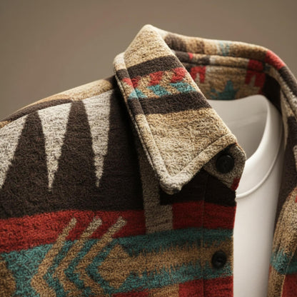Desmond | Men's Aztec Print Wool Blend Relaxed Fit Overshirt Jacket