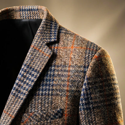 Alfons | Men's Checkered Wool Blend Notch Lapel Blazer