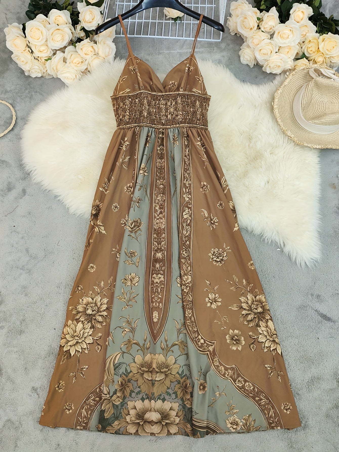Isadora | Women's Boho Floral Maxi Slip Dress