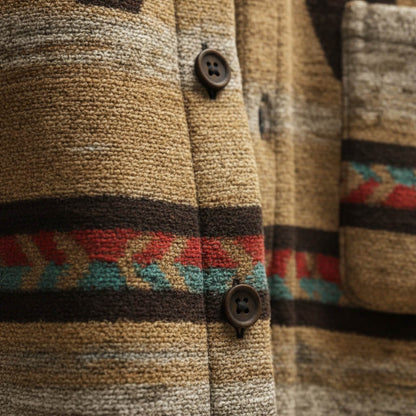 Desmond | Men's Aztec Print Wool Blend Relaxed Fit Overshirt Jacket