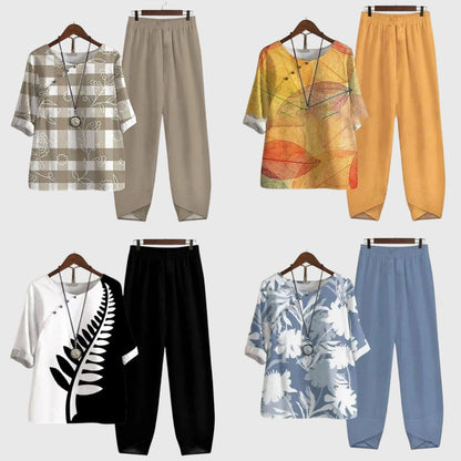 Delora | Women's Butterfly Print Relaxed Fit Two Piece Set