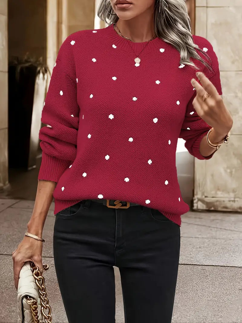 Maribeth | Women's Polka Dot Knitted Oversized Jumper
