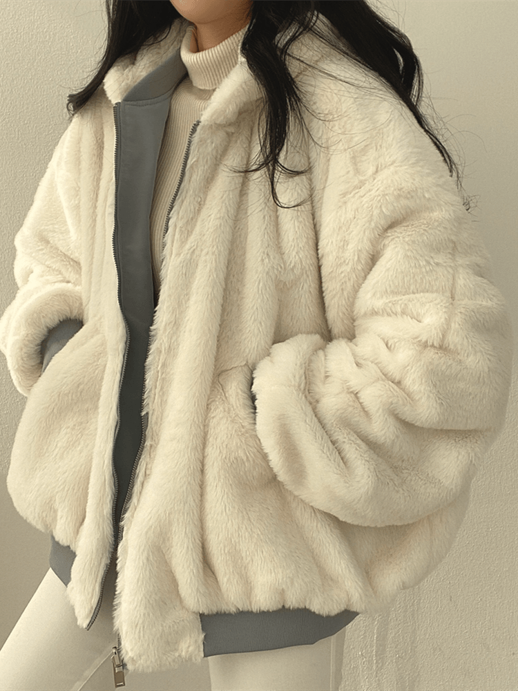 Novella | Women's Oversized Sherpa Lined Hooded Bomber Jacket