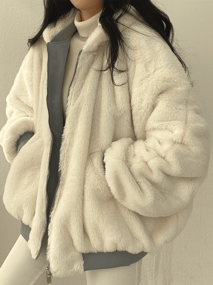 Novella | Women's Oversized Sherpa Lined Hooded Bomber Jacket