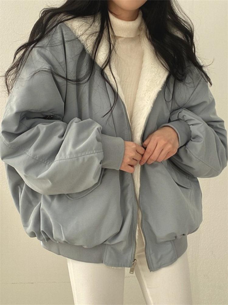 Novella | Women's Oversized Sherpa Lined Hooded Bomber Jacket