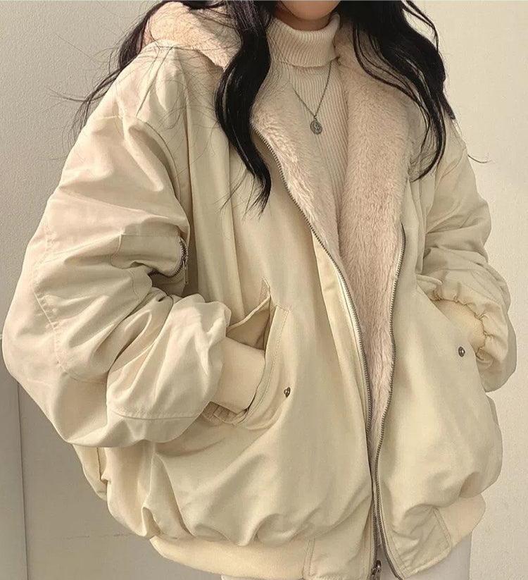 Novella | Women's Oversized Sherpa Lined Hooded Bomber Jacket