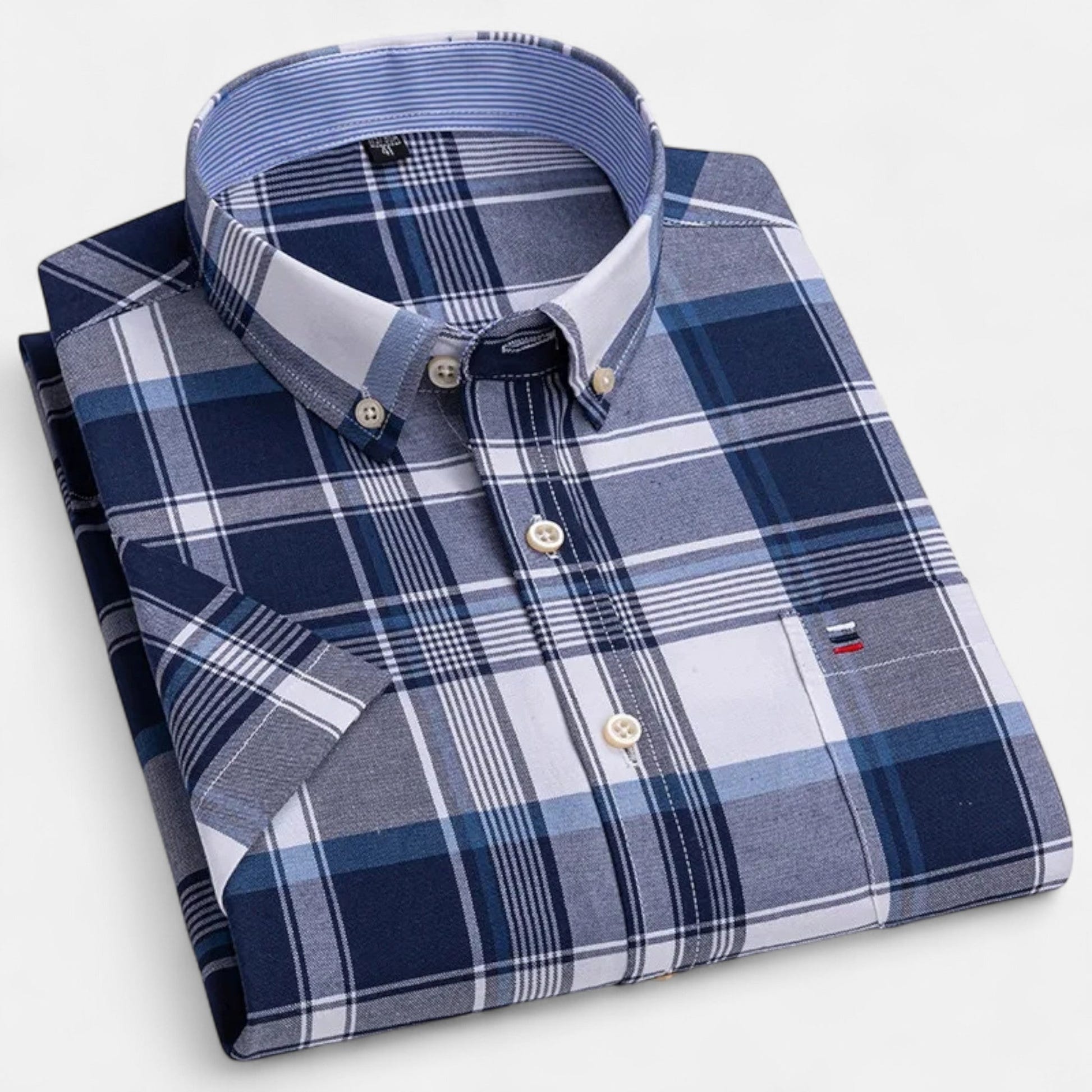 Montgomery | Men's Plaid Cotton Blend Short Sleeve Button Down Shirt