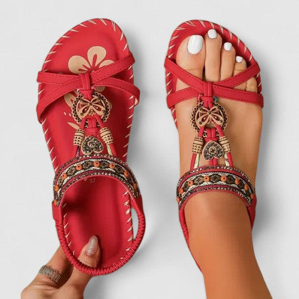 Maryna | Flat Sandals Boho Beaded Thong Orthopedic Elastic