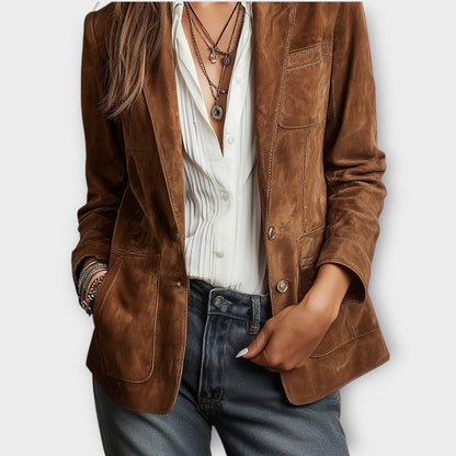 Bexworthy | Women's Vintage Suede-Look Tailored Notch-Lapel Blazer