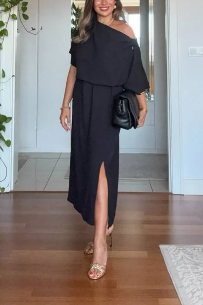 Rosaline | Women's Asymmetric One-Shoulder Loose Fit Maxi Dress