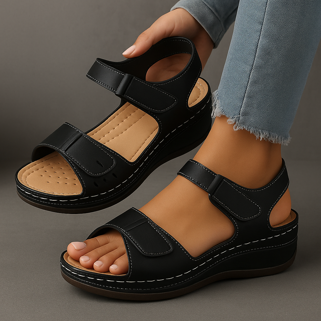 Nina | Wedge Sandals Orthopedic Velcro Strap Walking Comfort