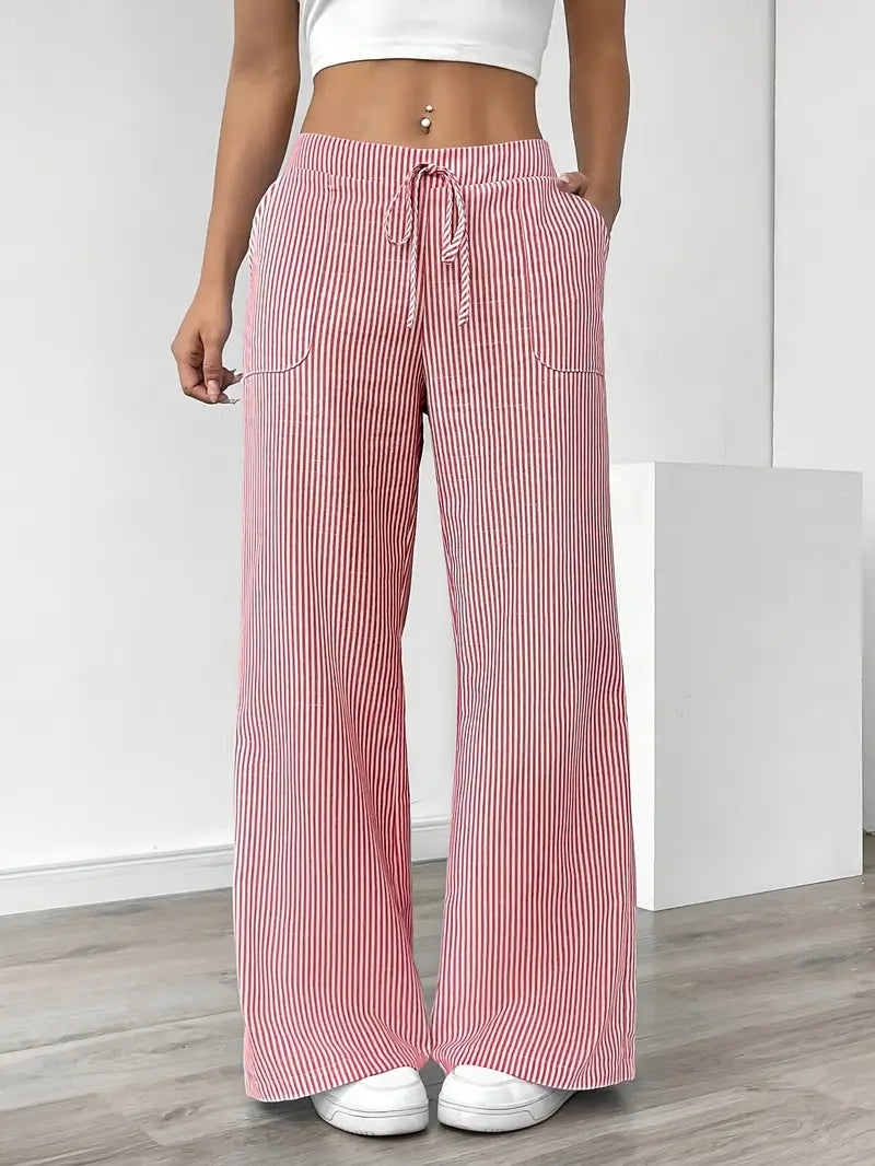 Marlowe | Women's Striped Wide-Leg Drawstring Beach Trousers
