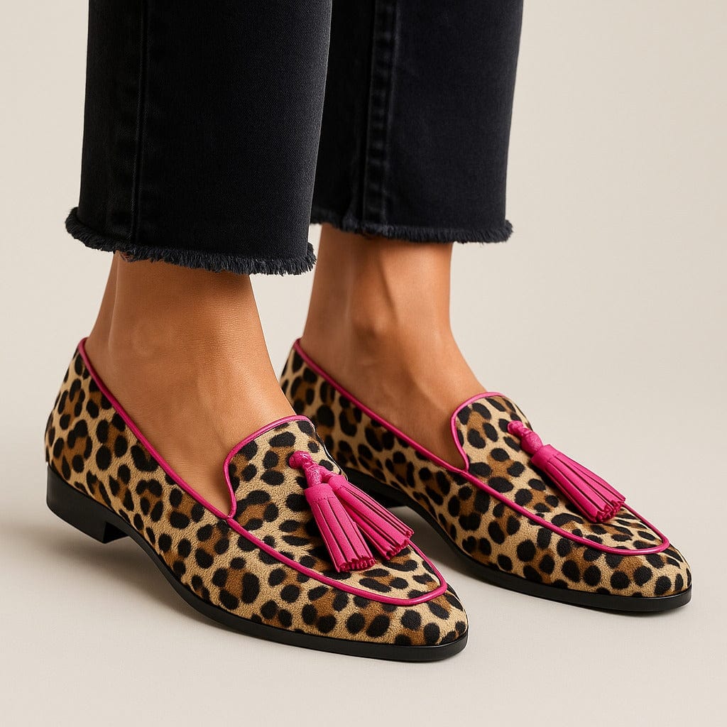 Marlowin | Women's Animal Print Tassel Leopard Loafer