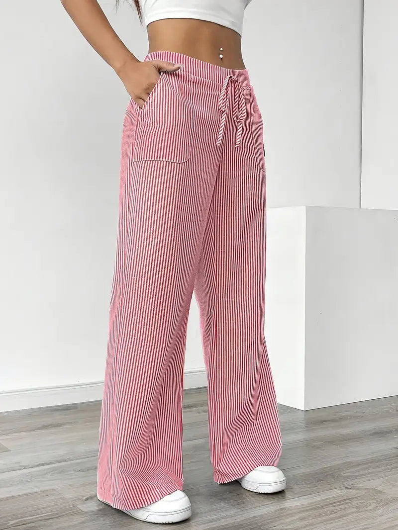 Marlowe | Women's Striped Wide-Leg Drawstring Beach Trousers