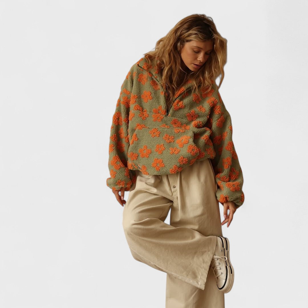Marlowe | Women's Fleece Floral Half-Zip Pullover