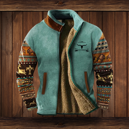Grayson | Men's Western Aztec Print Zip-Up Fleece Jacket