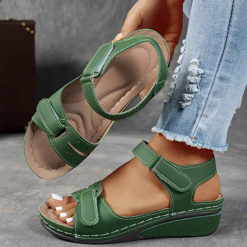 Nina | Wedge Sandals Orthopedic Velcro Strap Walking Comfort