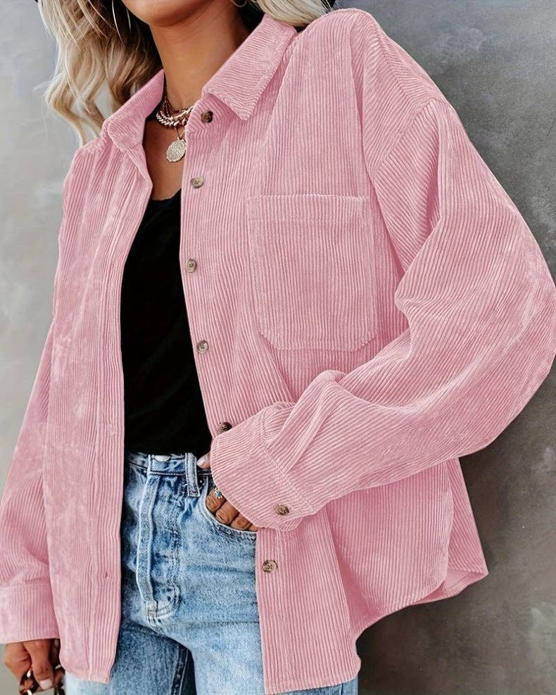 Corinne | Women's Corduroy Oversized Button Up Shirt