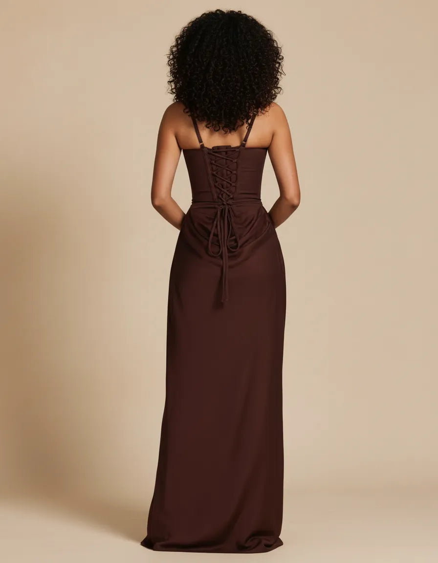 Seraphine | Women's Corset Draped Square Neck Maxi Dress