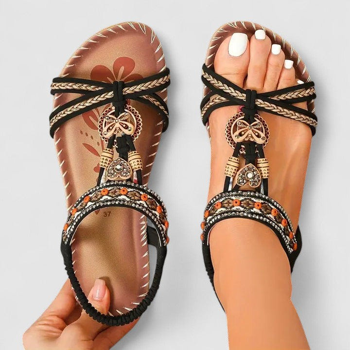 Maryna | Flat Sandals Boho Beaded Thong Orthopedic Elastic