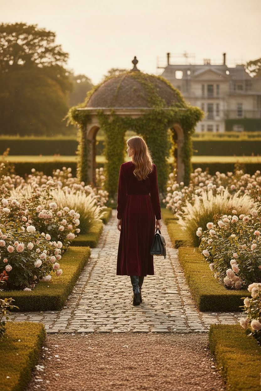 Garden Estate Burgundy Dress