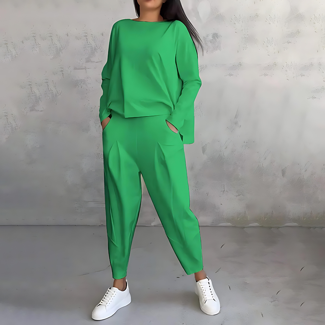 Rosalind | Women's Casual Loose-Fit Long-Sleeve Top and Tapered Trousers Co-Ord Set