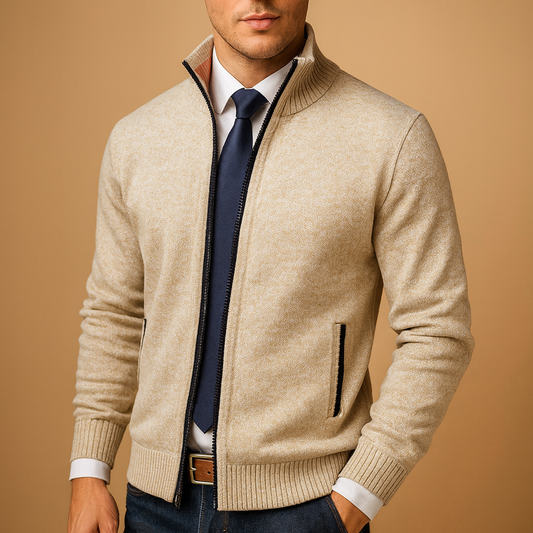 Aldwin | Men's Zip-Up Knit Smart Casual Cardigan