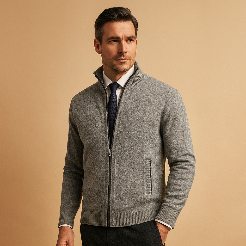 Aldwin | Men's Zip-Up Knit Smart Casual Cardigan
