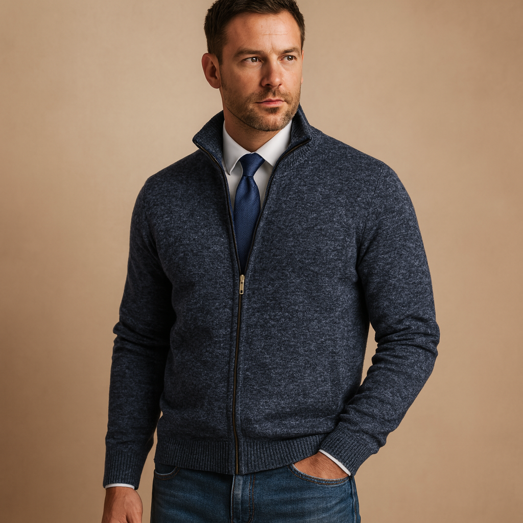 Aldwin | Men's Zip-Up Knit Smart Casual Cardigan