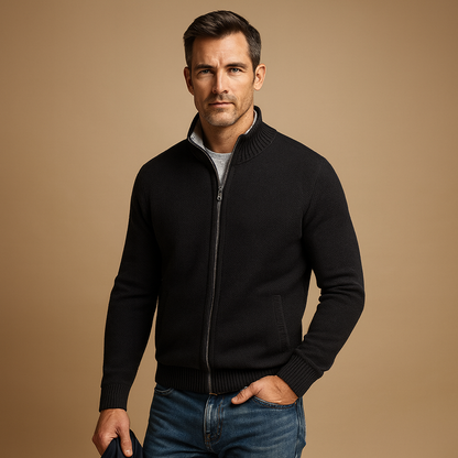 Aldwin | Men's Zip-Up Knit Smart Casual Cardigan
