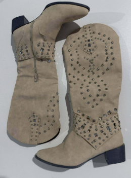 Talwyn | Women's Studded Western Pointed Toe Block Heel Knee-High Boot