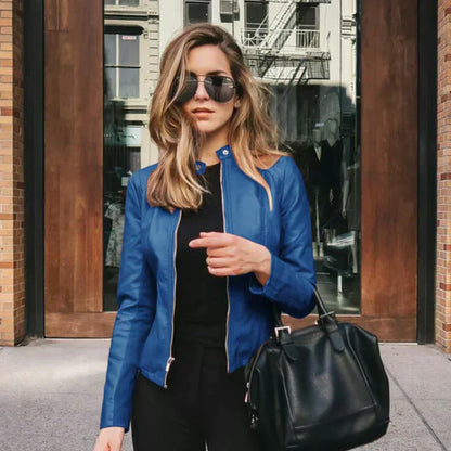 Selene | Women's Leather Look Biker Zip-Up Jacket