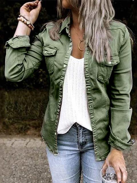 Delvina | Women's Button-Down Utility Denim Jacket