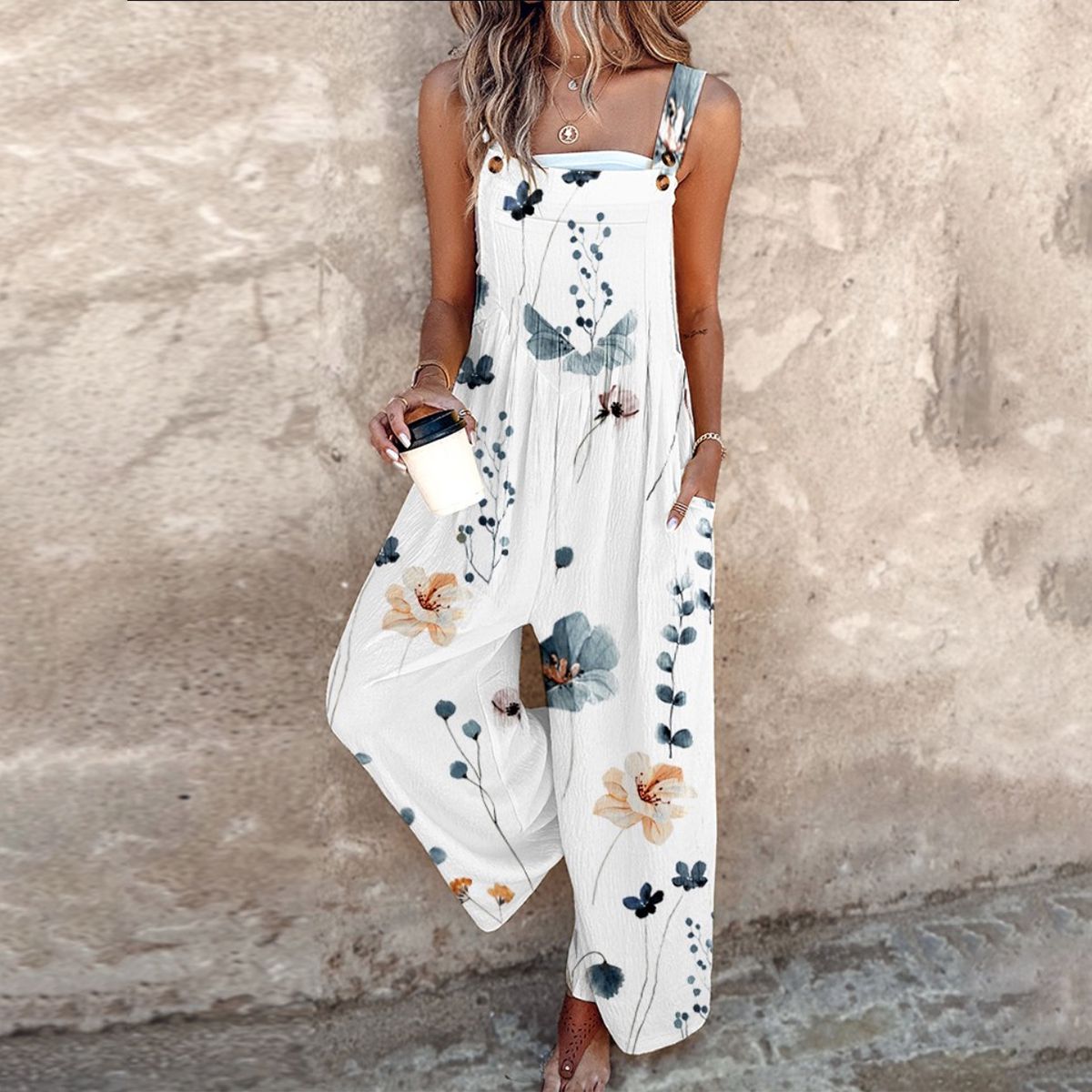 Juniper | Women's Floral Sleeveless Wide Leg Summer Jumpsuit