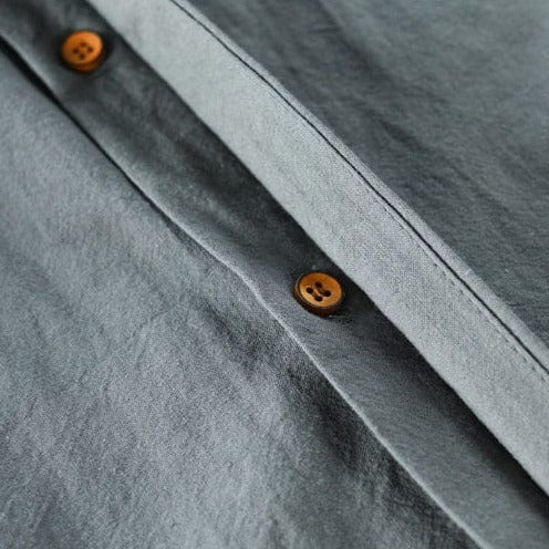 Kenji | Men's Mandarin Collar Button-Up Linen Blend Shirt
