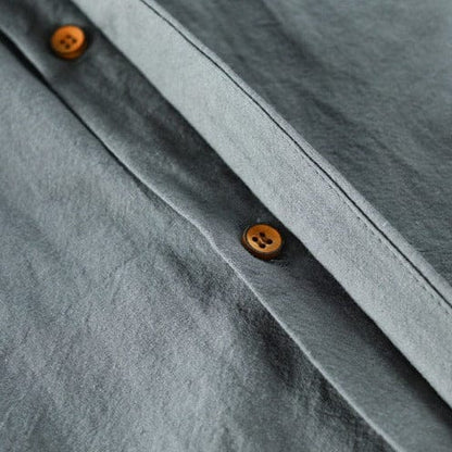 Kenji | Men's Mandarin Collar Button-Up Linen Blend Shirt