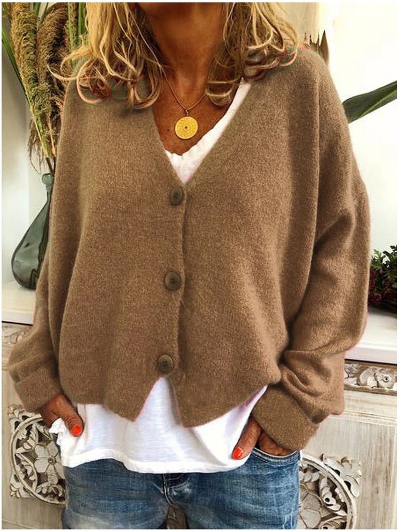 Wynne | Women's Knit Button-Up V-Neck Relaxed Fit Cardigan