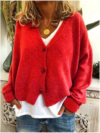 Wynne | Women's Knit Button-Up V-Neck Relaxed Fit Cardigan