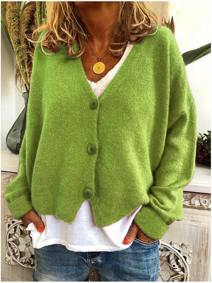 Wynne | Women's Knit Button-Up V-Neck Relaxed Fit Cardigan