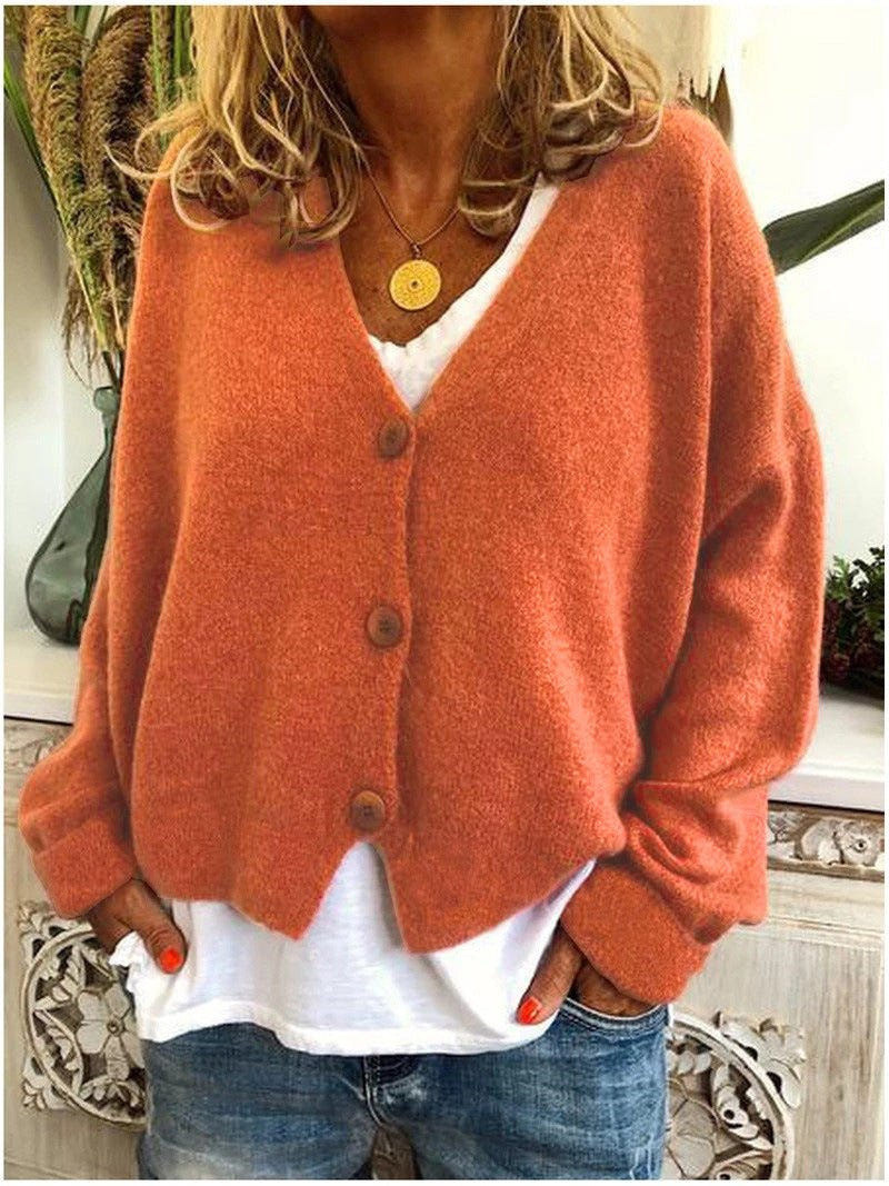 Wynne | Women's Knit Button-Up V-Neck Relaxed Fit Cardigan