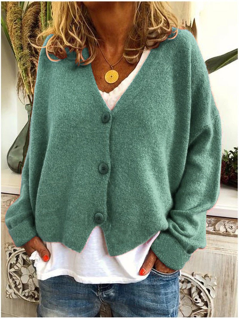 Wynne | Women's Knit Button-Up V-Neck Relaxed Fit Cardigan