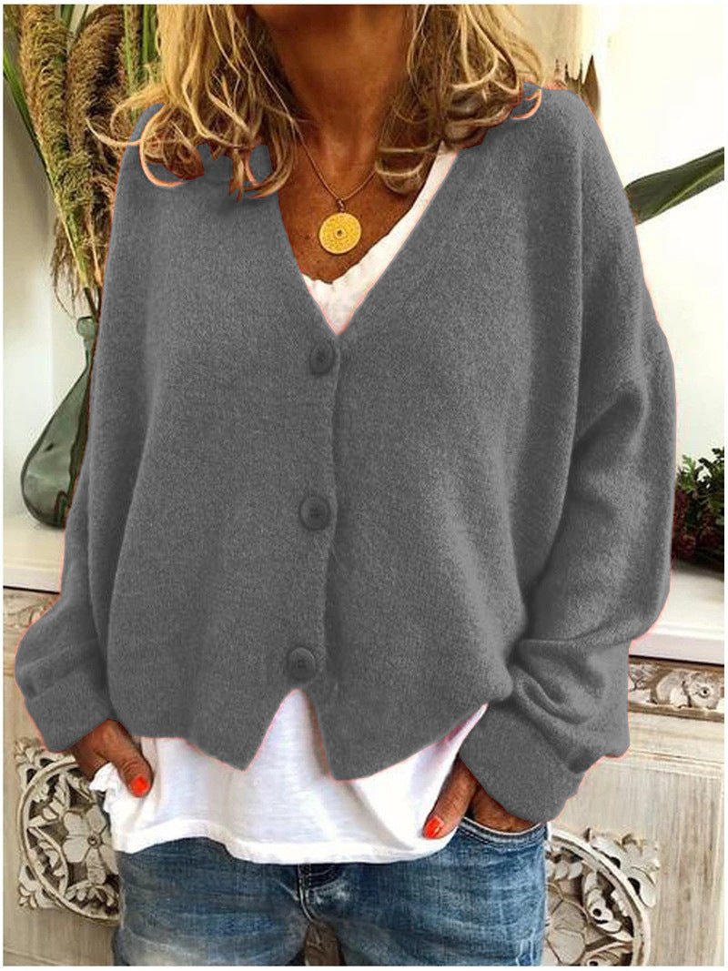 Wynne | Women's Knit Button-Up V-Neck Relaxed Fit Cardigan