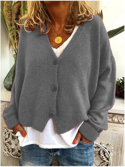 Wynne | Women's Knit Button-Up V-Neck Relaxed Fit Cardigan